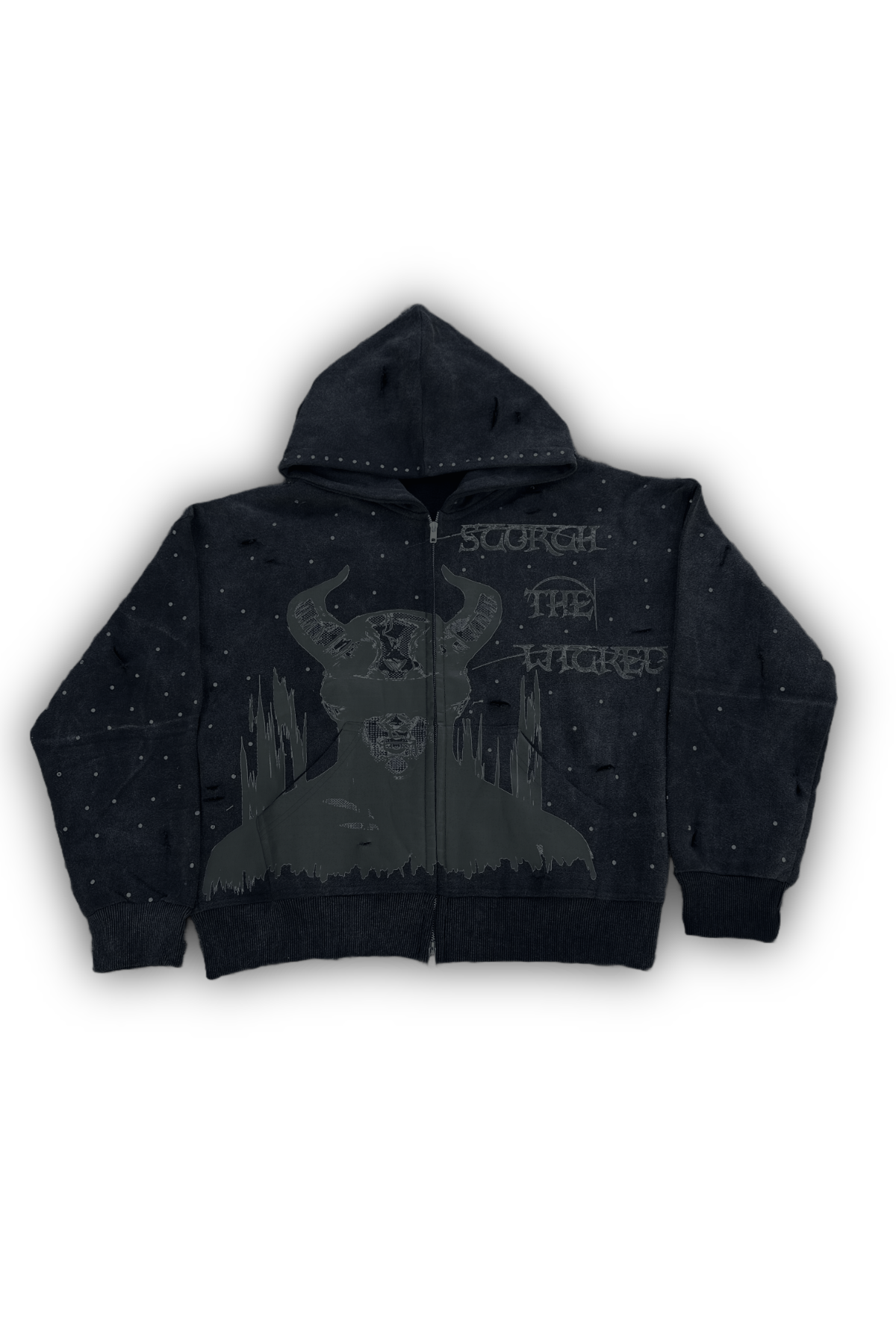 Scorch The Wicked Distressed Zip Hoodie