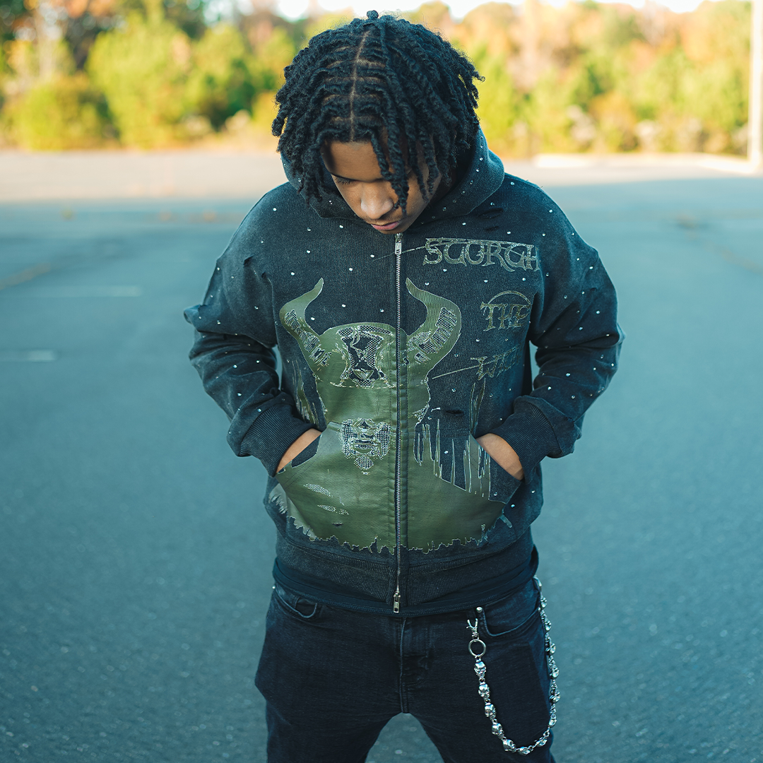 Scorch The Wicked Distressed Zip Hoodie